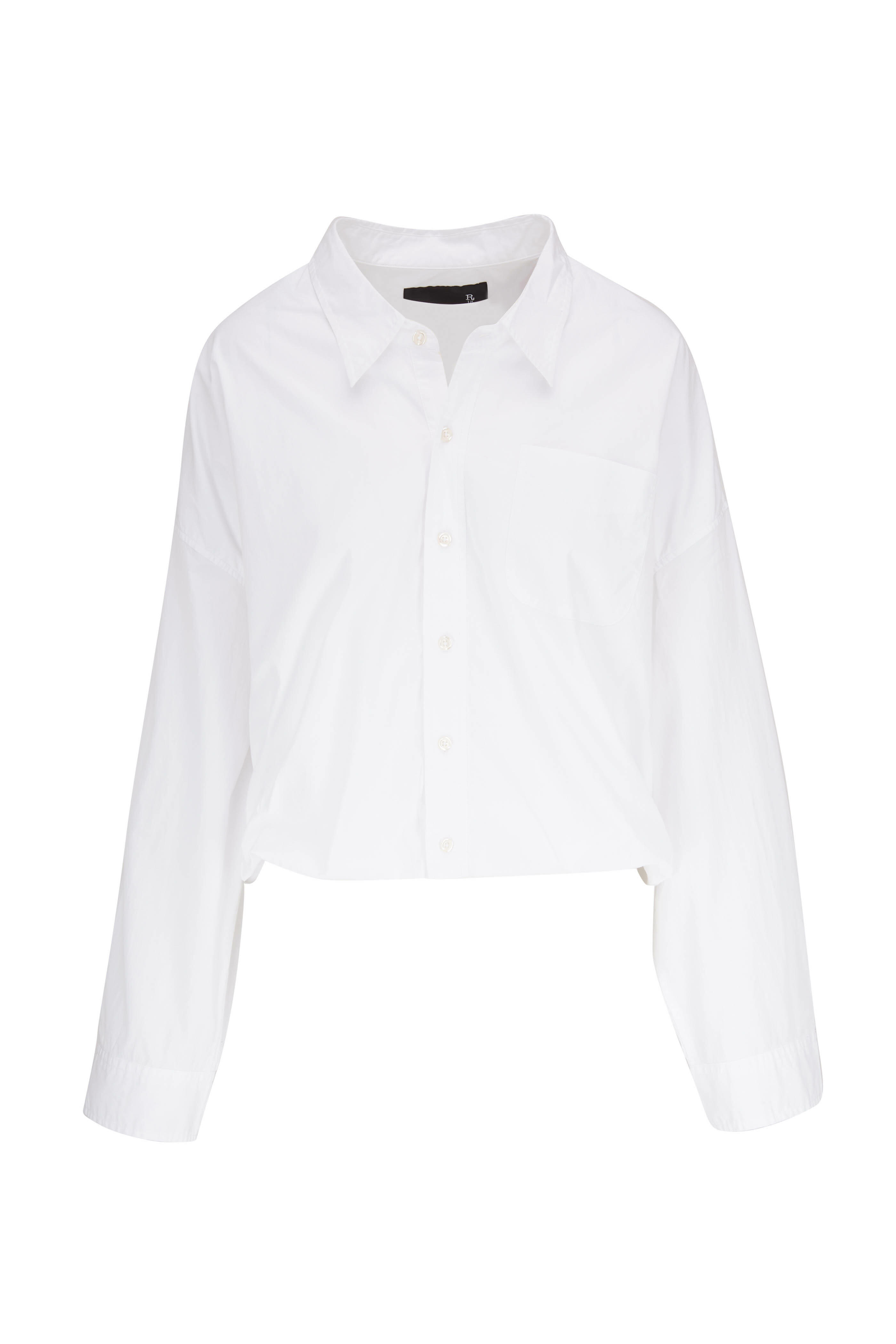 R13 - White Gathered Hem Shirt