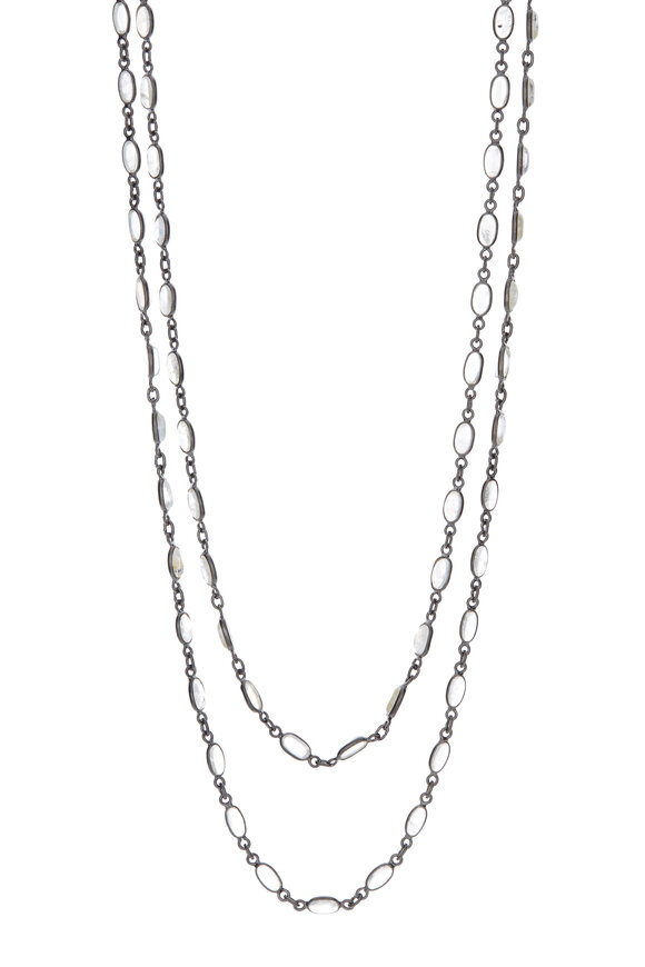 Loriann - Gold Thin Oval Moonstone Accessory Chain Necklace