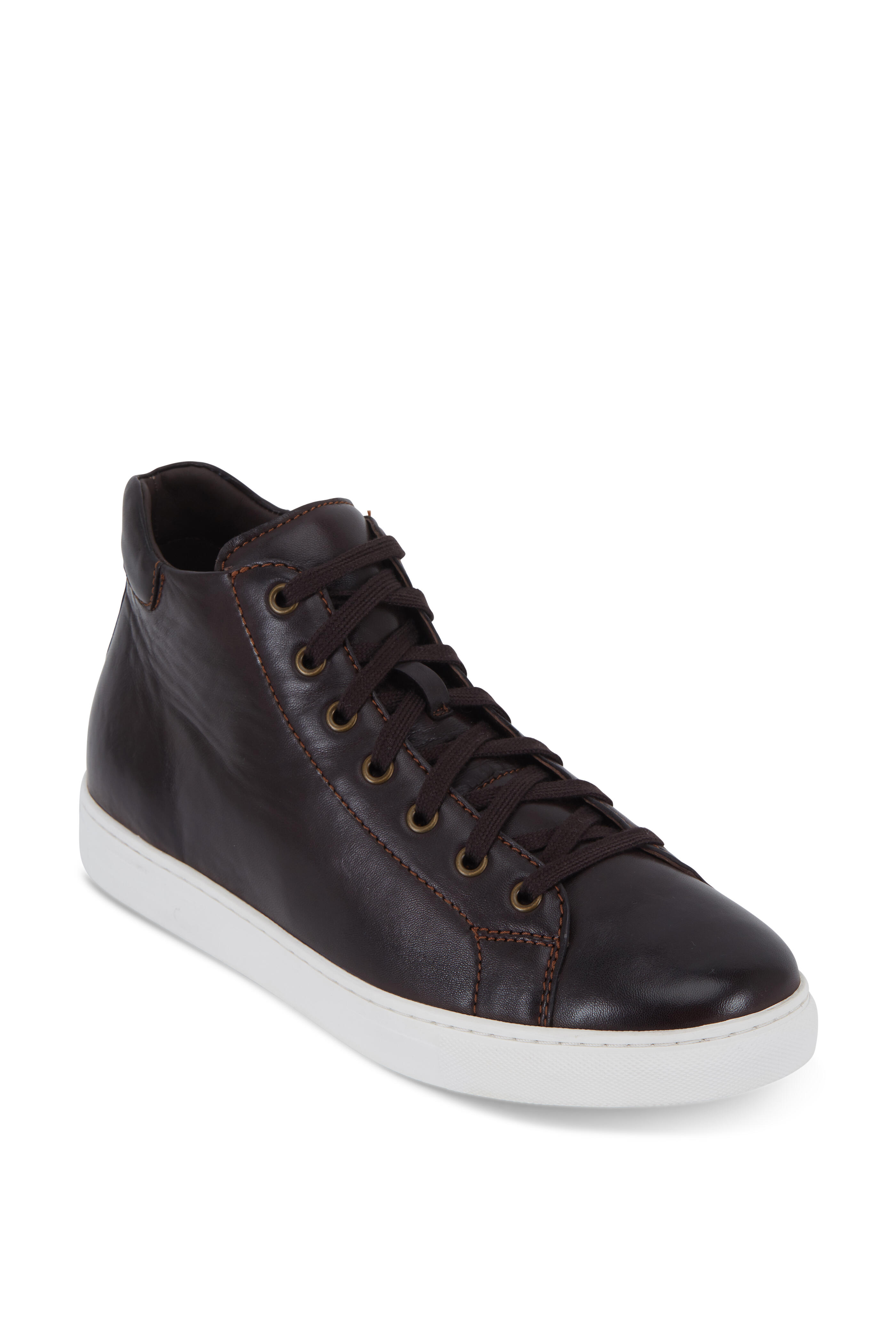 Trask Ashland Dark Brown Leather High Top Sneaker