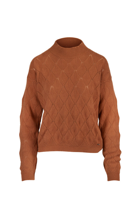 Kiton Brown Cashmere Diamond Knit Sweater - view 1