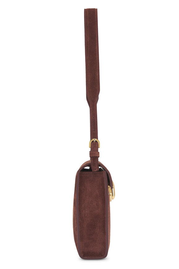 Savette Symmetry Espresso Suede Shoulder Bag - view 5