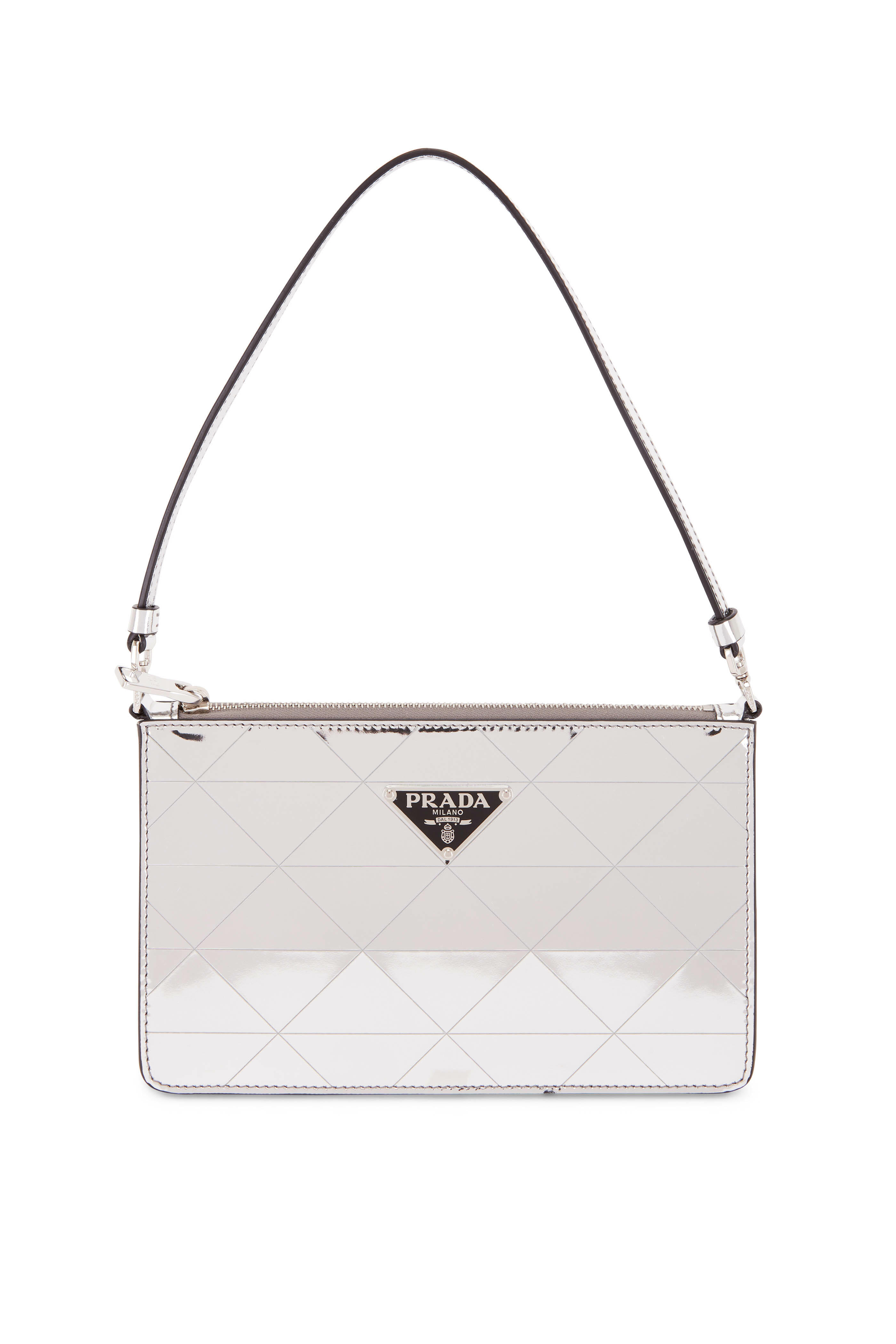 Prada - Silver Mirror Top Zip Shoulder Bag | Mitchell Stores