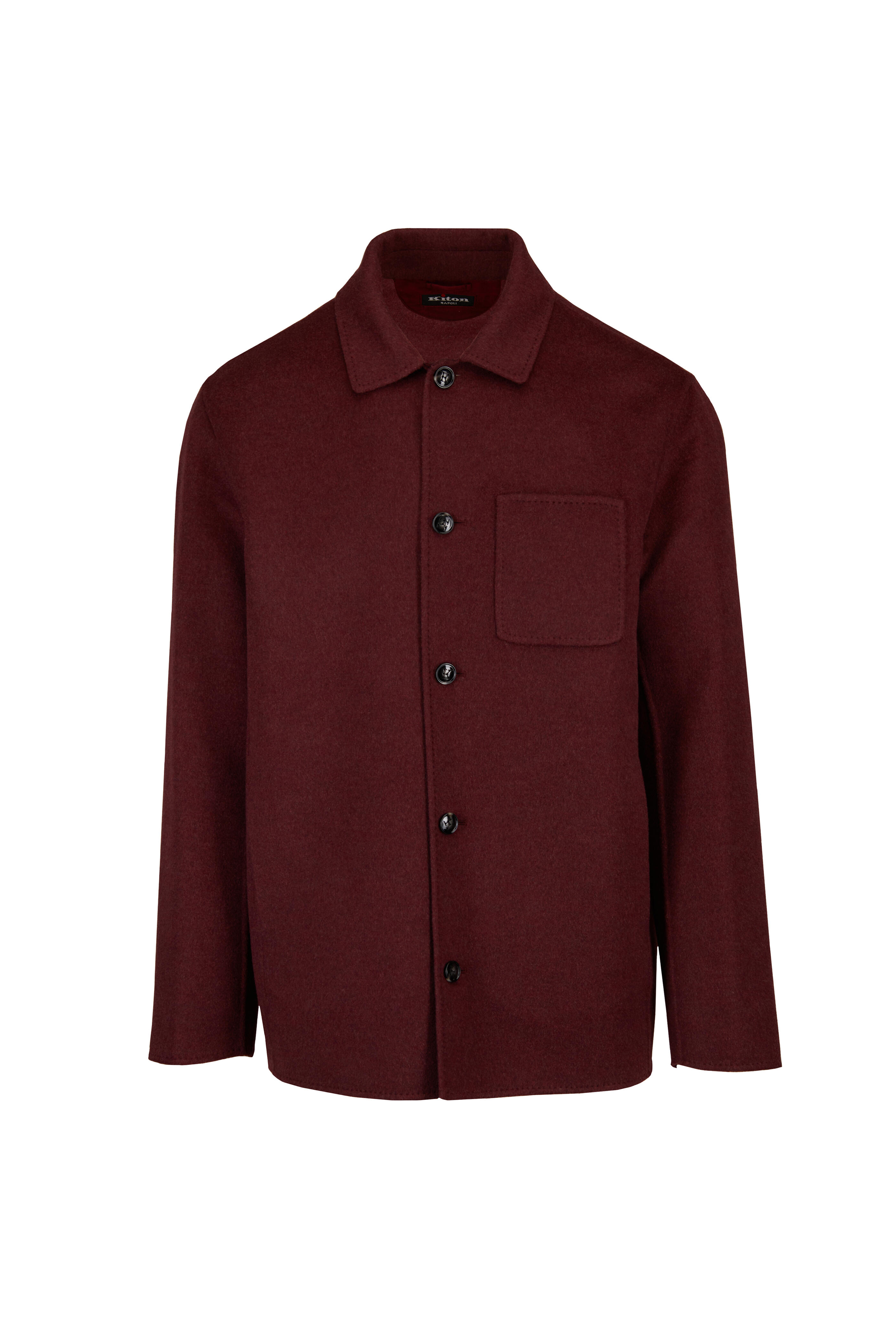 Kiton - Burgundy Wool & Cashmere Overshirt - view 1