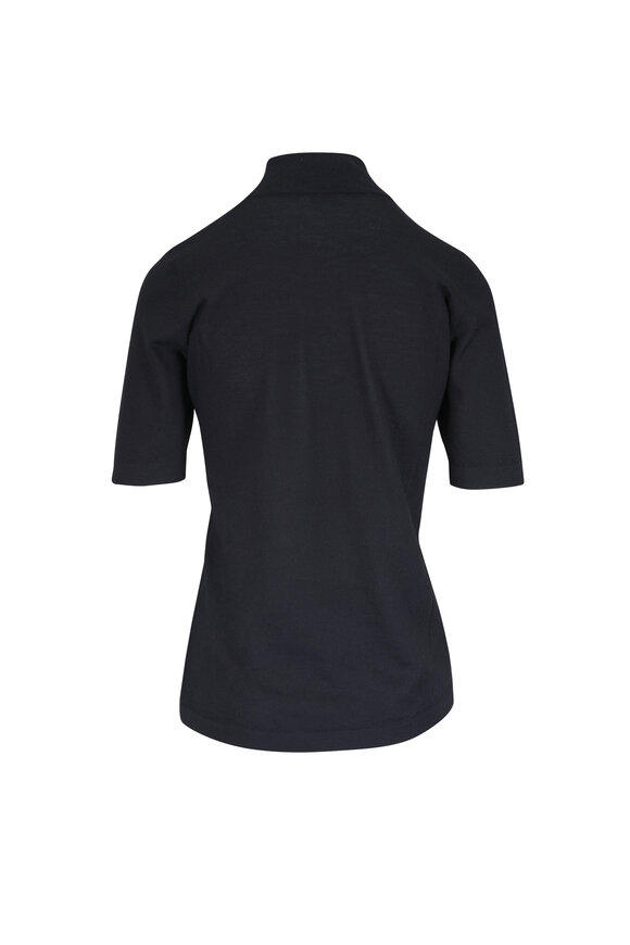 Brunello Cucinelli Black Cashmere & Silk Mock Neck Sweater - view 2