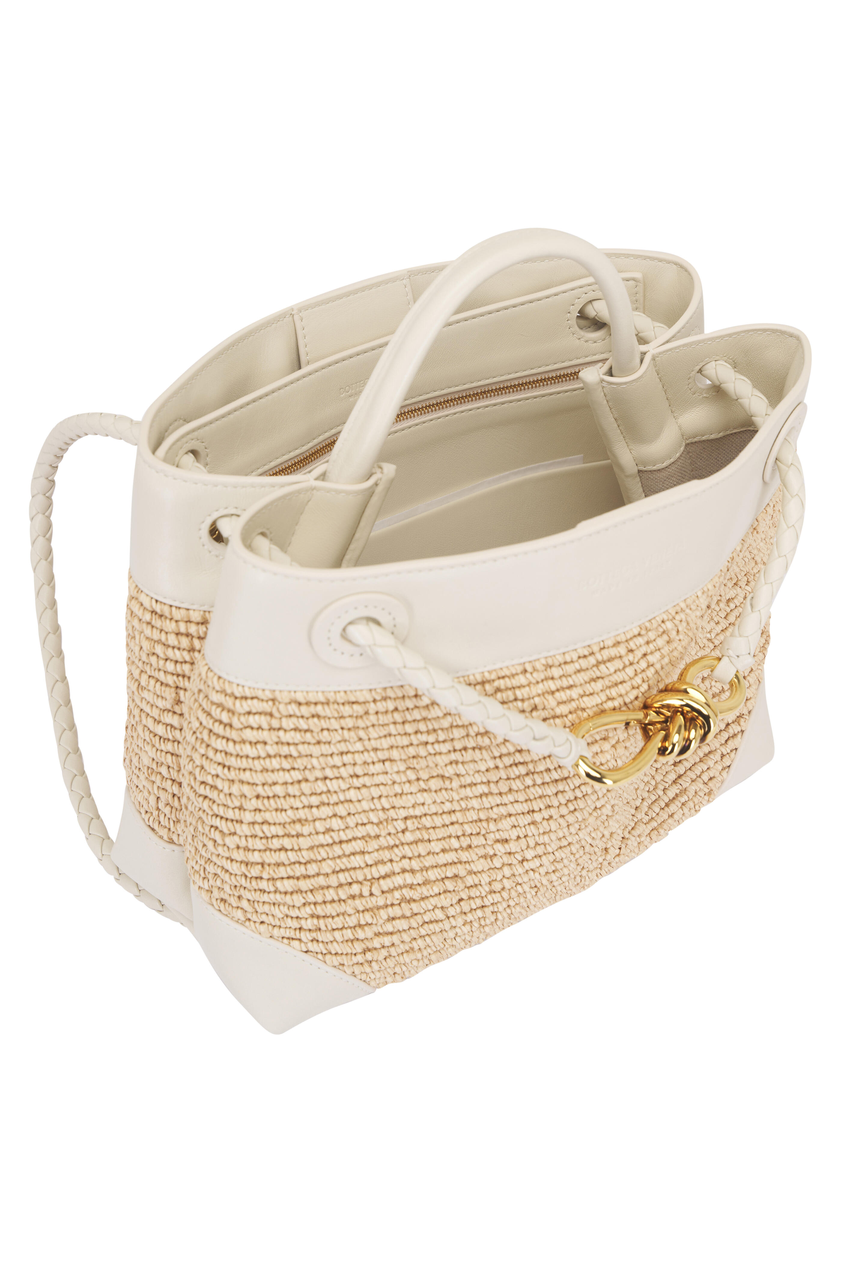 Bottega Veneta - Small Andiamo Sea Salt & Natural Raffia Bag