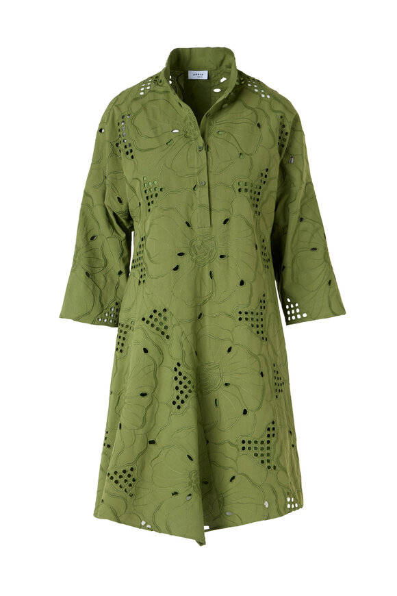 Akris Punto Green Tea Embroidered Eyelet Mini Dress - view 1