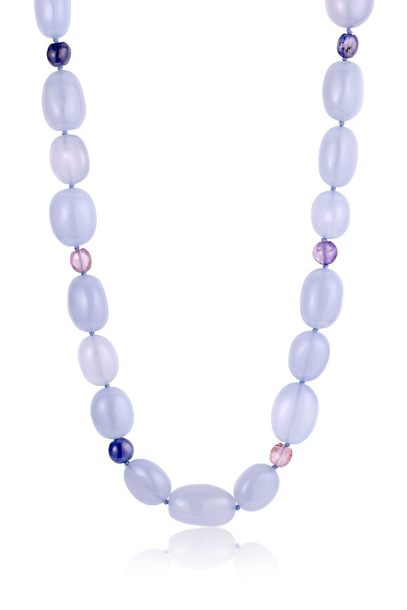 Leigh Maxwell 18k Yellow Gold Chalcedony & Sapphire Necklace - view 1