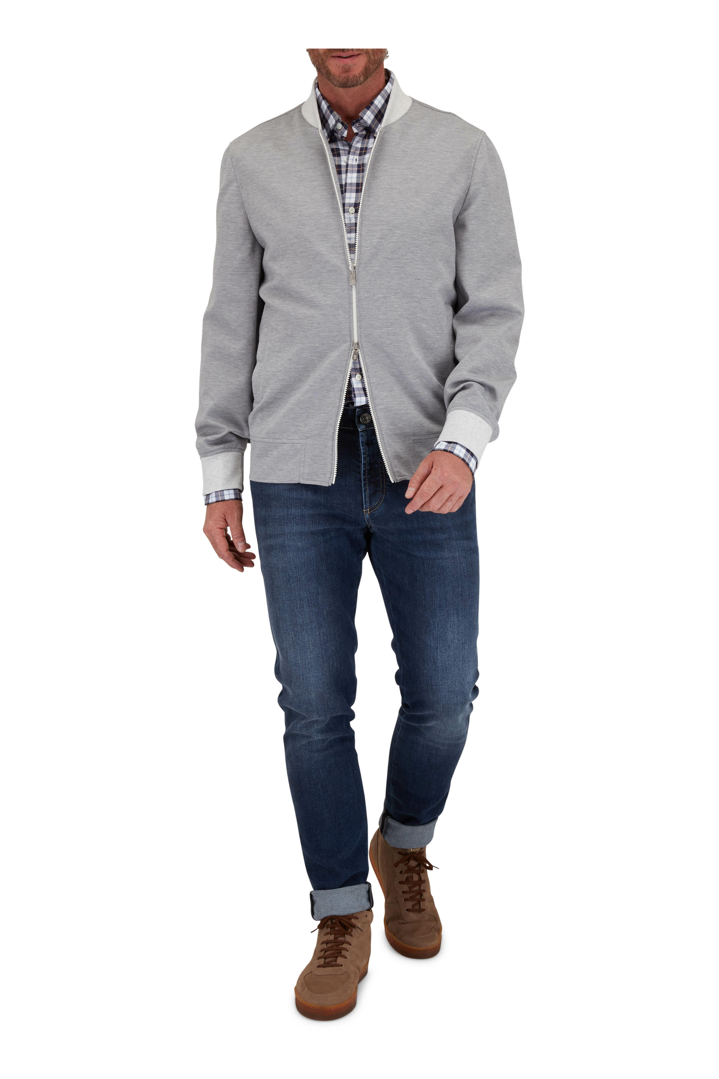 Brunello Cucinelli - Camel & Blue Oxford Check Sport Shirt