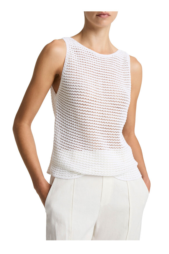 Vince Optic White Open Knit Tank - view 2
