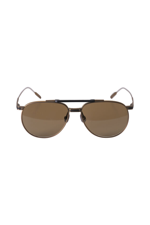 Oliver Peoples Brunello Cucinelli Gold Aviator Sunglasses - view 2