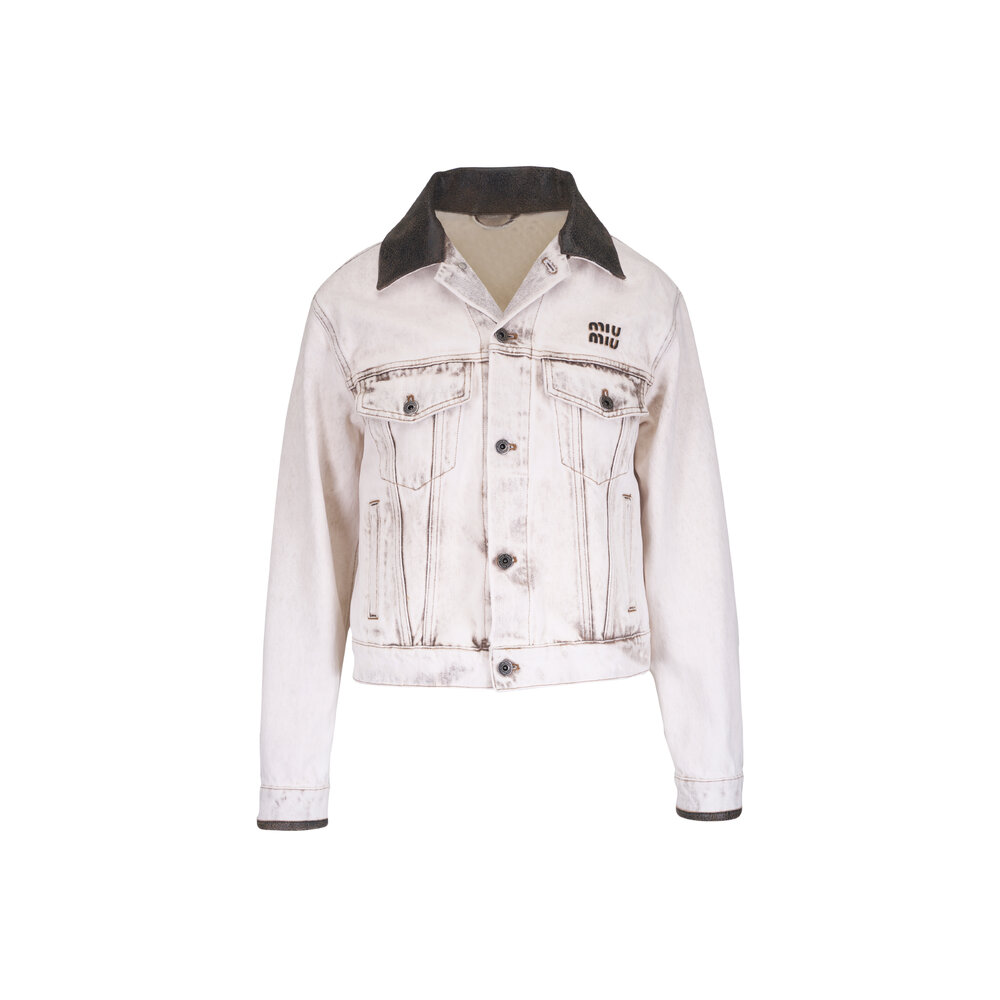 miumiu ホワイト　ジャケット Miu Miu - White Denim Blouson Jacket | Mitchell Stores
