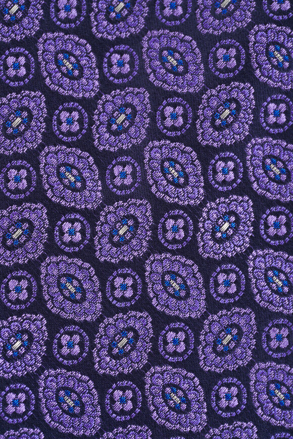 Eton Purple Medallion Woven Silk Necktie - view 2