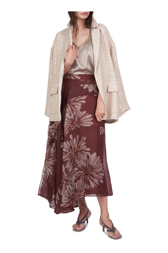 Brunello Cucinelli Dazzling Embroidered Silk Organza Blazer - view 2