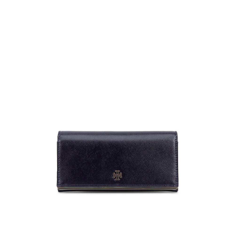 Tory Burch - Robinson Navy Blue Saffiano Leather Flap Wallet