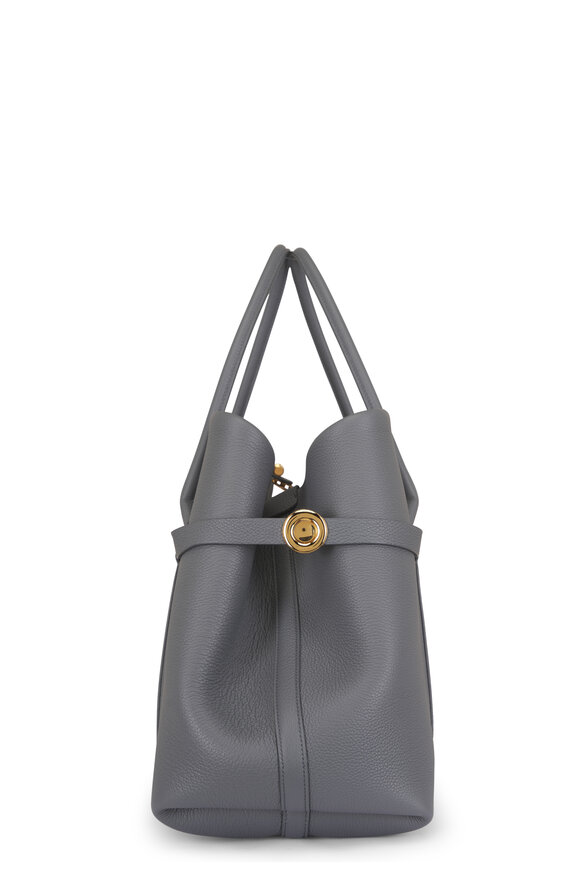 Loro Piana Large Ghiera Gray Leather Shopper Tote - view 3