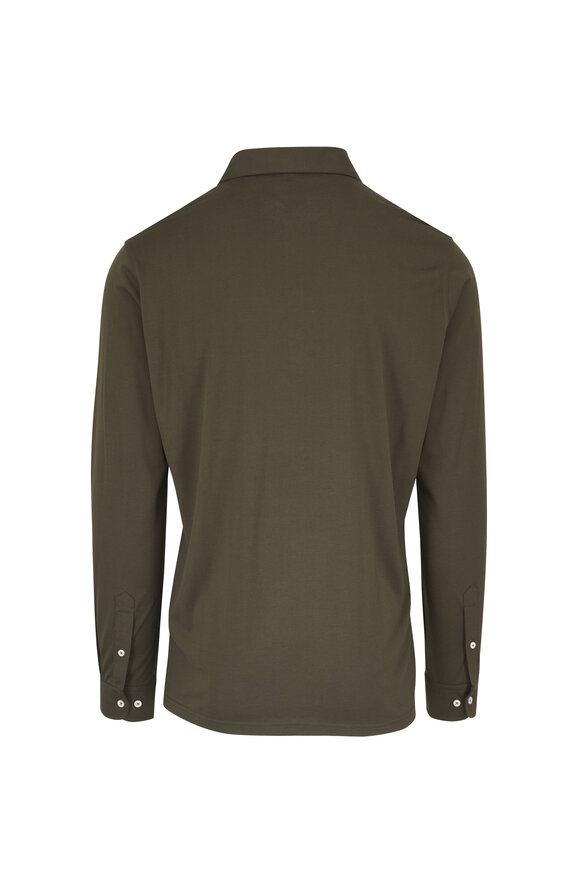 Peter Millar Crown Crafted Olive Green Silk & Cotton Polo - view 2