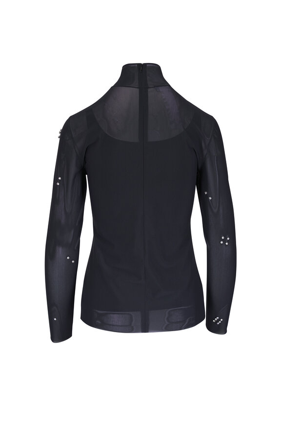 Akris Punto Diamond Dice Dot Black Embellished Mock Neck Top - view 2