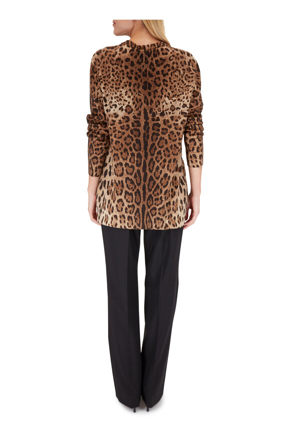 Dolce & Gabbana - Leopard Print Cashmere V-Neck Cardigan