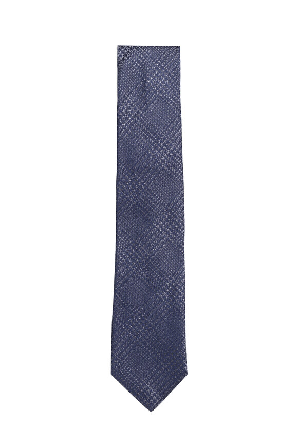 Geoff Nicholson Grey & Navy Silk Necktie