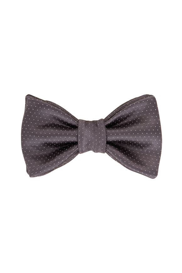 Dolce Punta Gray Dot Silk Pre-Tied Bow Tie