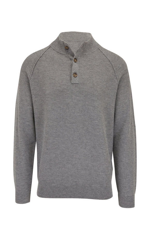 Peter Millar - Parkway Gale Gray Textured Mock-Neck Sweater