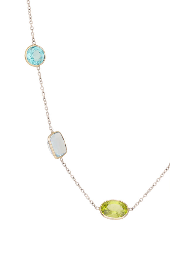 Renee Lewis 18k White Gold Antique Gemstone Necklace - view 2