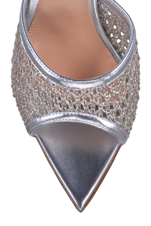 Gianvito Rossi Dorotea Silver Mesh Mule, 70mm - view 5