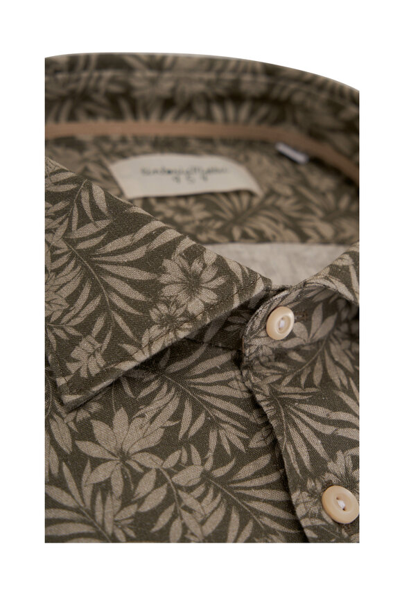 Tintoria - Olive Green Tropical Print Sport Shirt