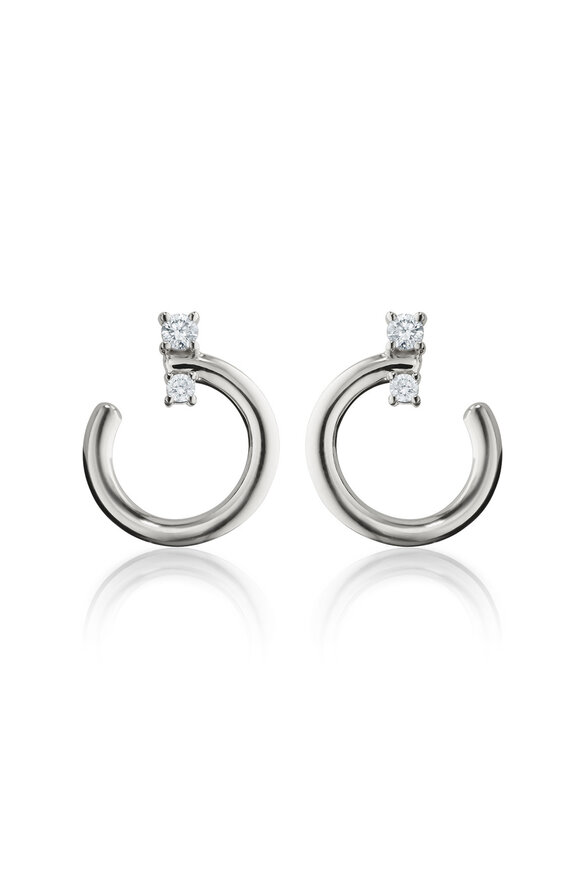 Monica Rich Kosann Sterling Silver White Sapphire Small Galaxy Hoops - view 1