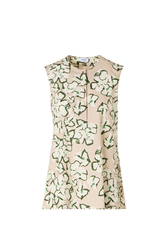 Akris Punto Beige Flower Print Tunic Blouse - view 1