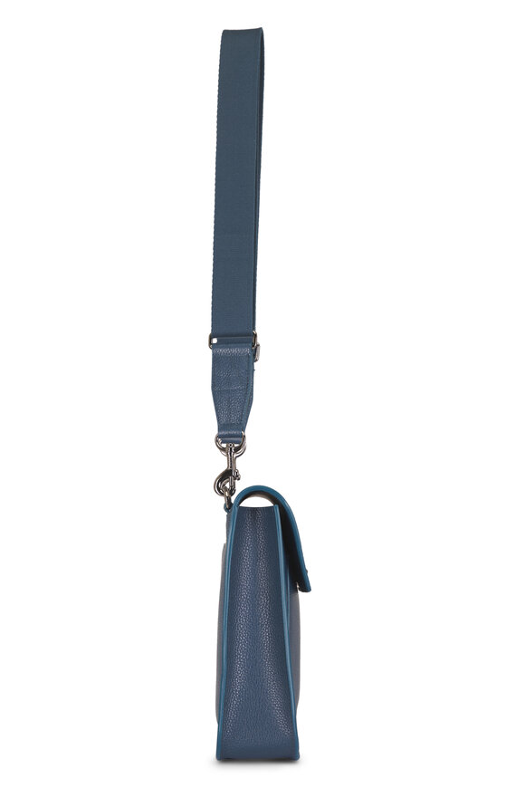 Akris Small Anouk Ottanio Blue Leather Messenger Bag - view 3