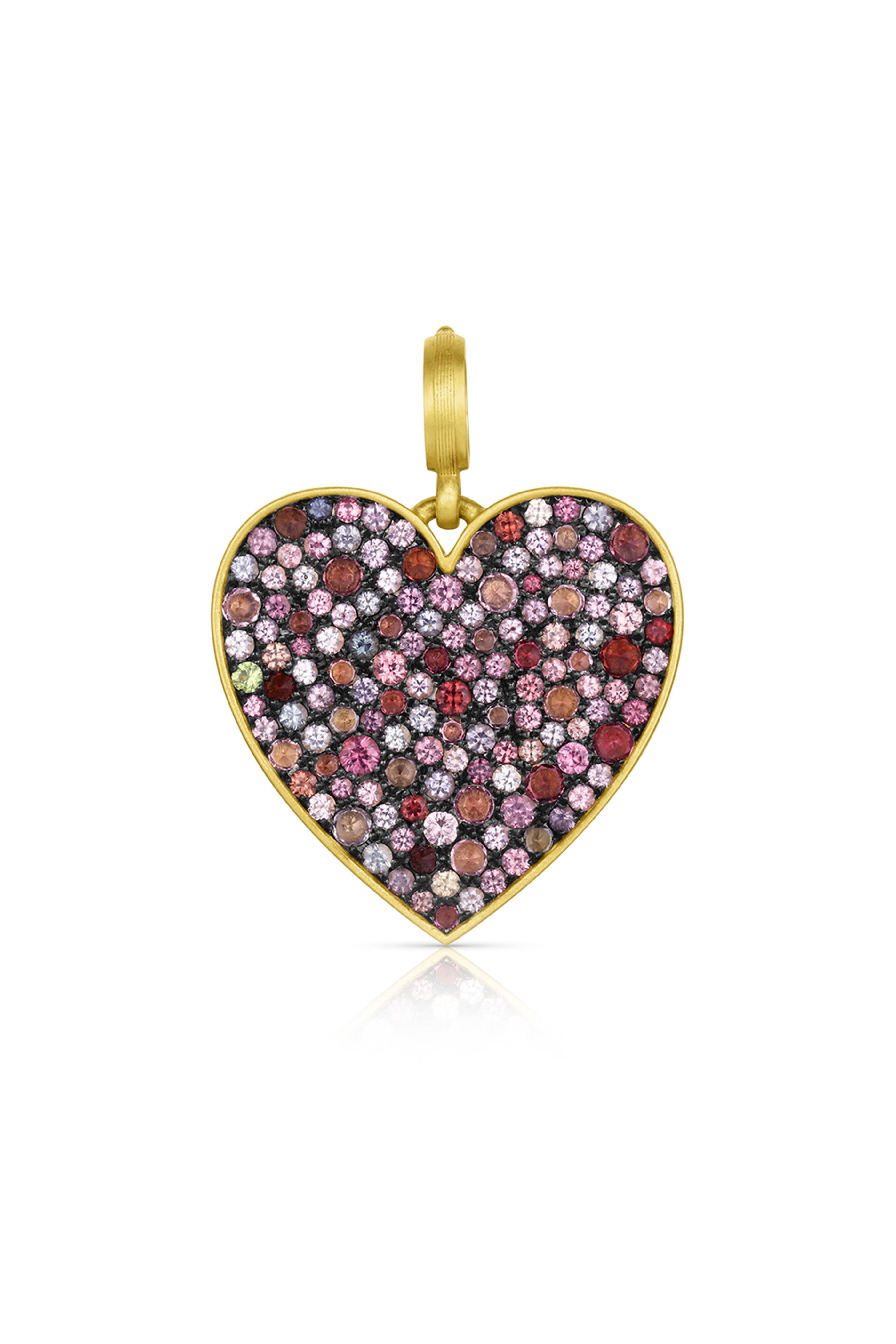 Leigh Maxwell - 18k Yellow Gold Aubergine Medium Heart Pendant - view 1