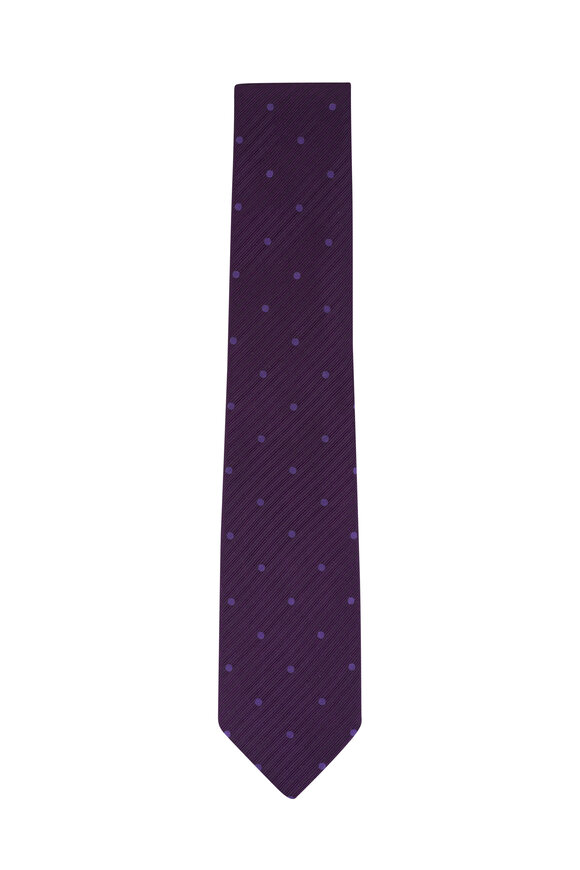 Tom Ford - Burgundy Dot Print Silk Necktie | Mitchell Stores