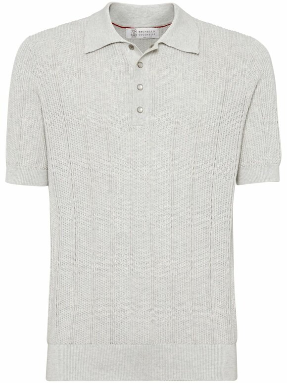 Brunello Cucinelli - Light Gray Knit Cotton Polo