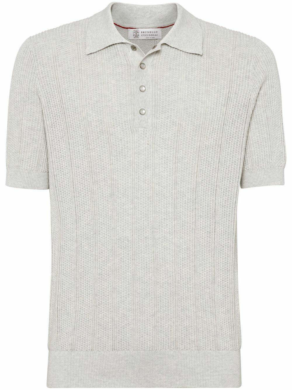 Brunello Cucinelli beaded cotton polo shirt - Grey