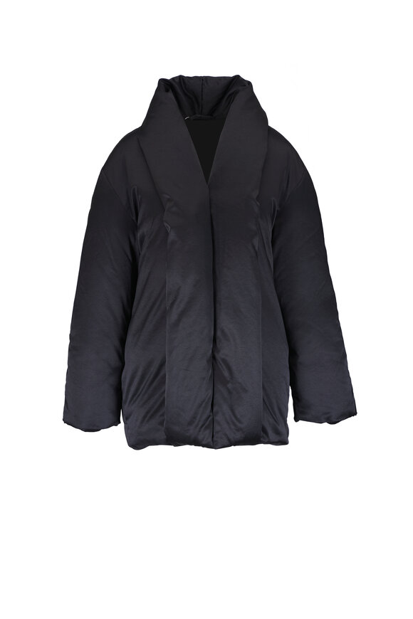 Totême Black Satin Down Puffer Jacket