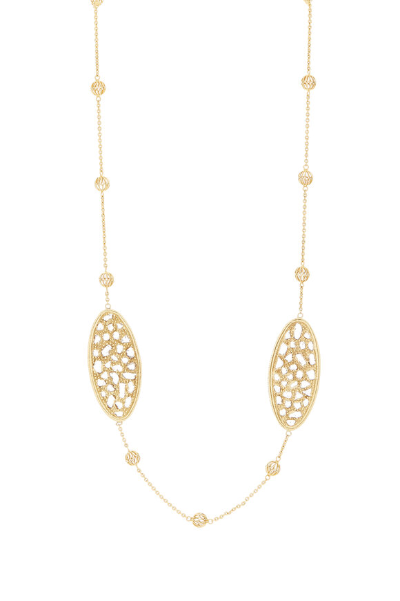 Coomi - Yellow Gold Diamond Oval Necklace
