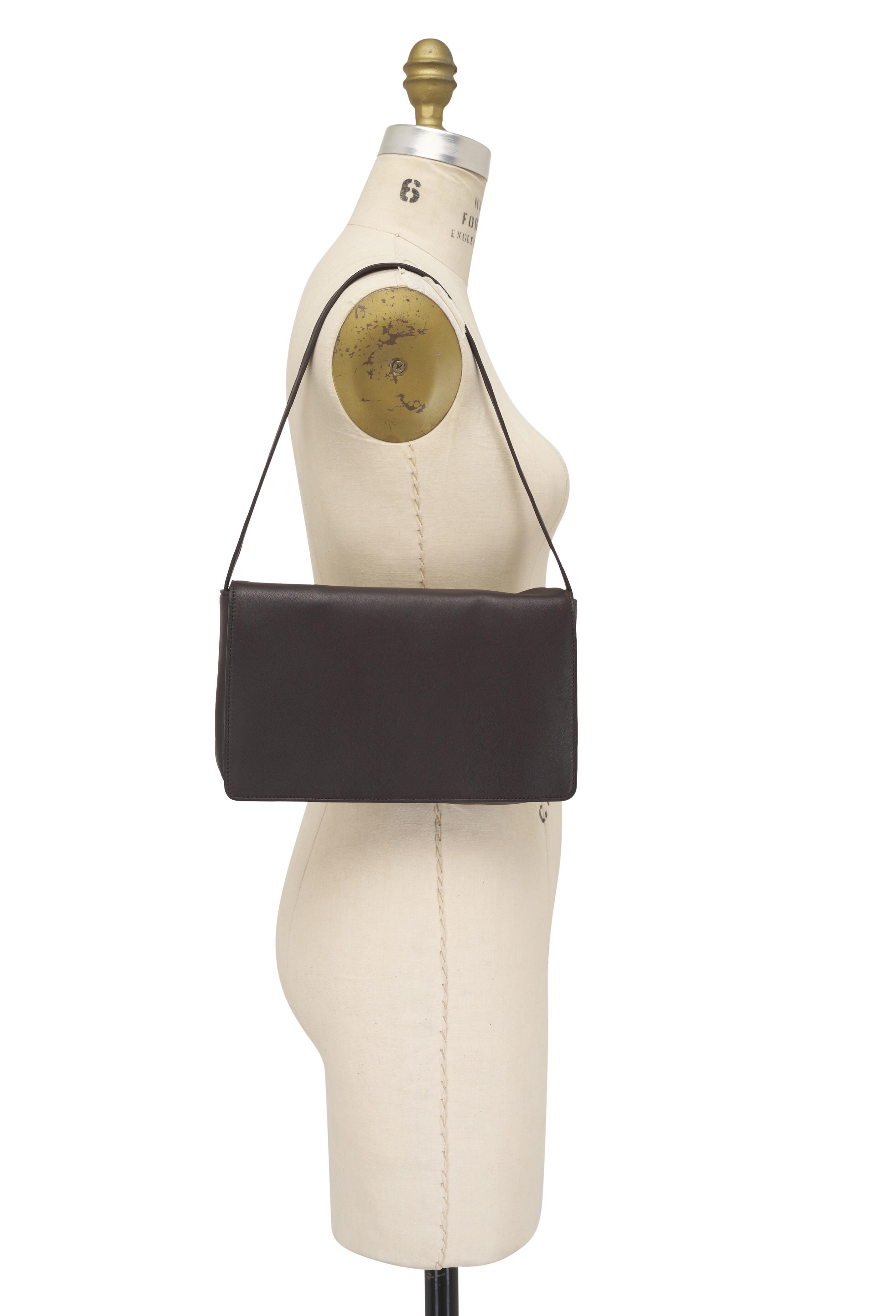 The Row - Nuance Two Dark Brown Leather Shoulder Bag