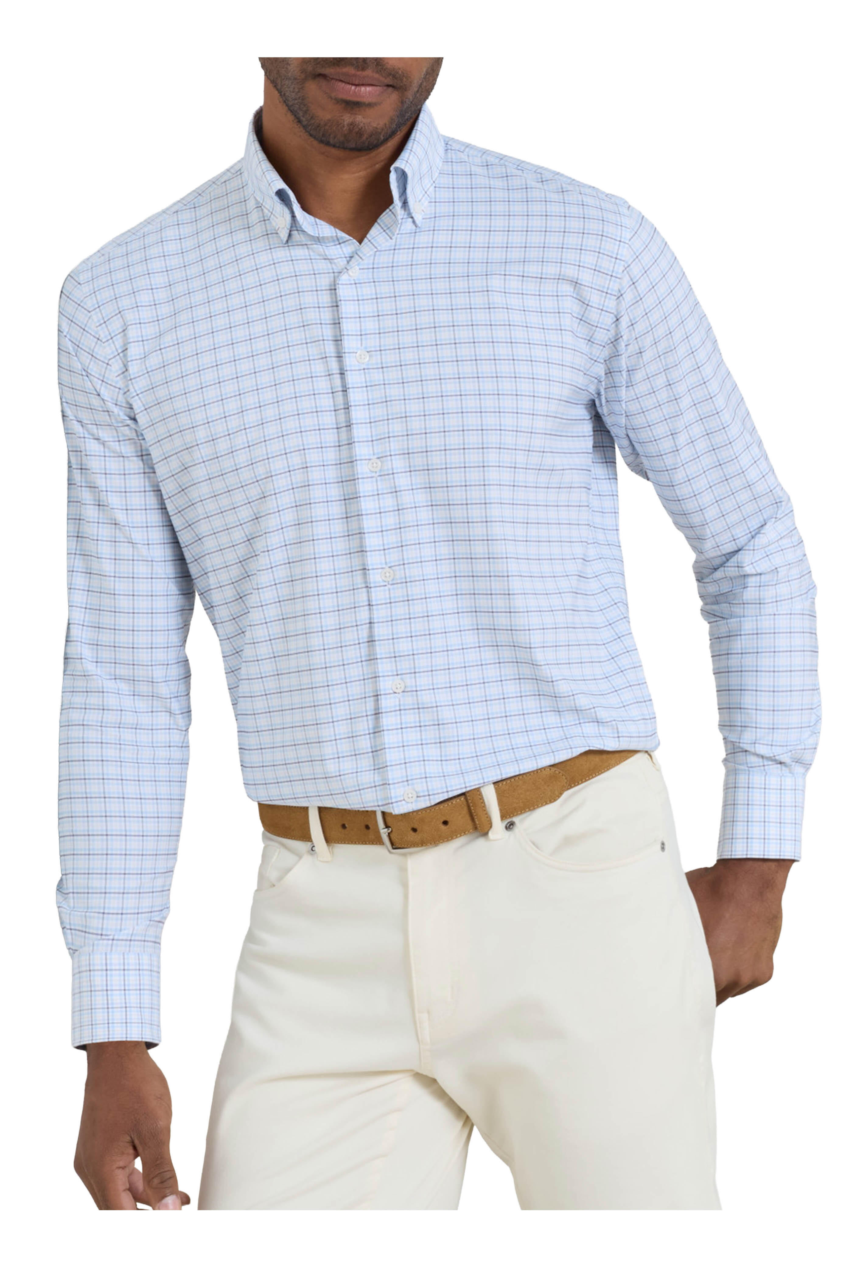 Peter Millar - Casey Cottage Blue Performance Twill Sport Shirt