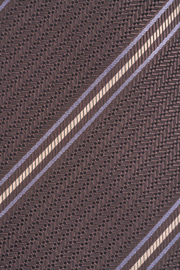 Brioni Light Brown Stripe Jacquard Silk Necktie - view 2