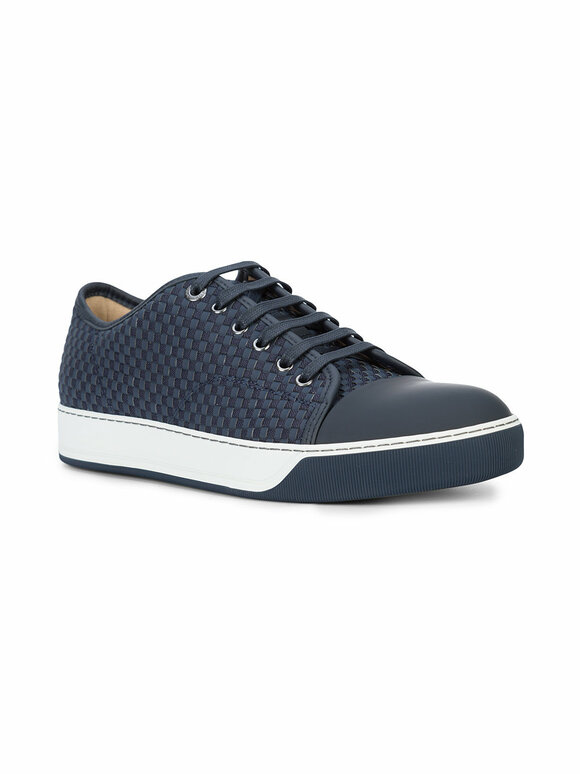 Lanvin - Navy Blue Woven Cap-Toe Sneaker 