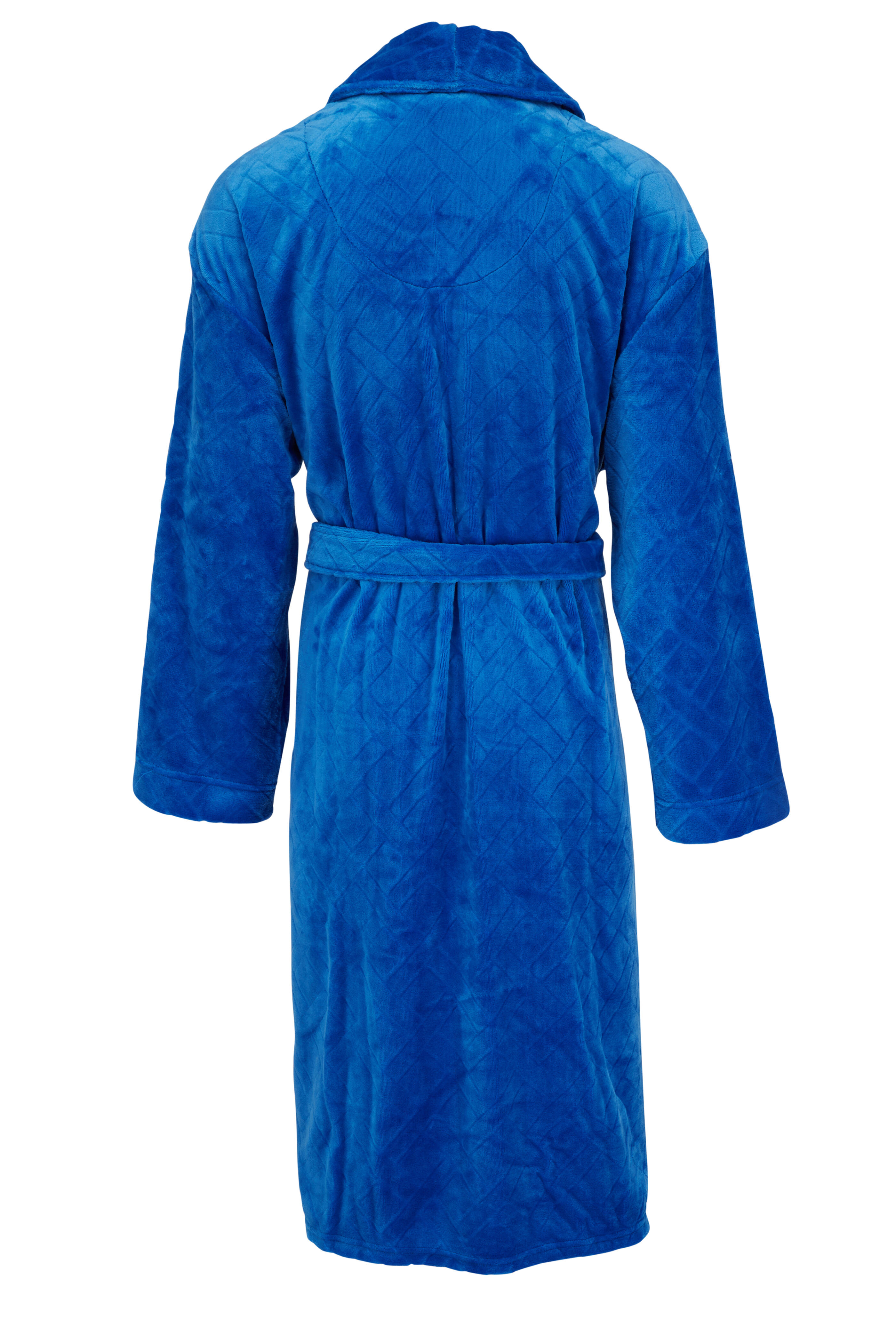 Majestic Denim Blue Jacquard Plush Fleece Robe
