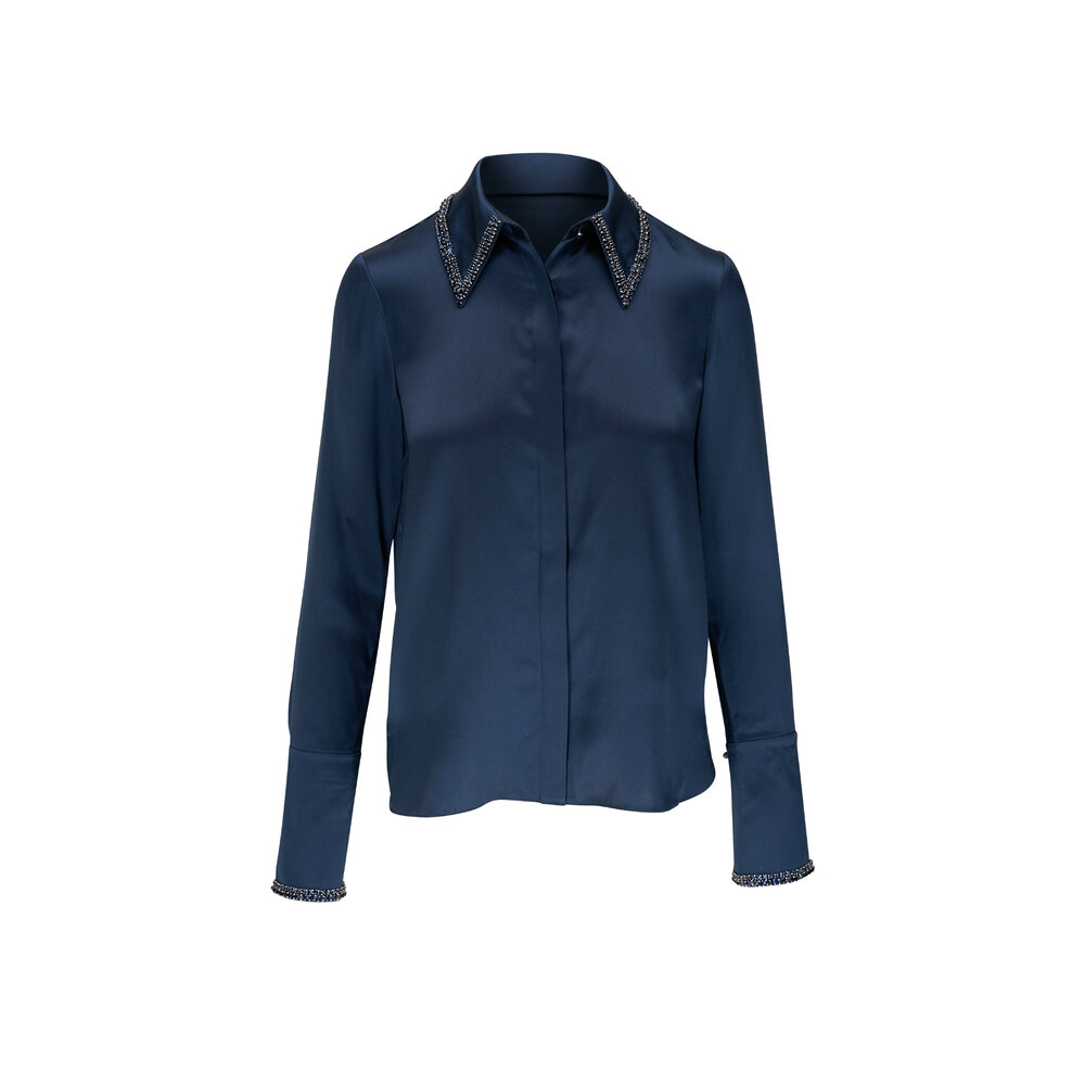 新品◯NEAU◯volume sleeve blouse (dark navy) dark-winter-H-M-navy-blue-deep