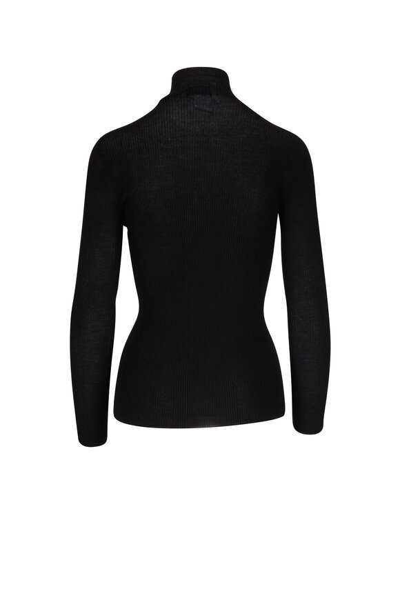 Akris Black Cashmere & Silk Mock Neck Top  - view 2
