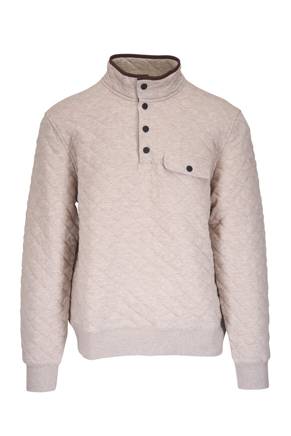 Faherty Brand Epic Oatmeal Mélange Quilted Fleece Pullover