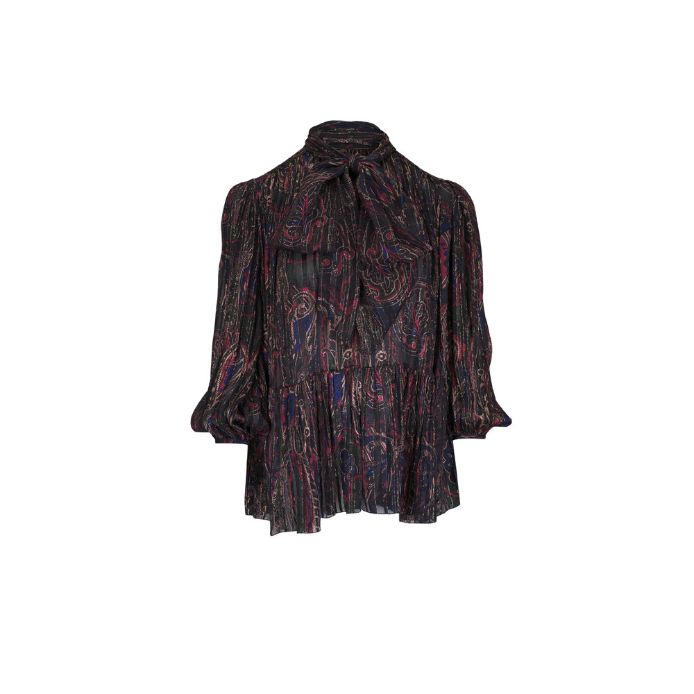 Saint Laurent - Lavallière Multicolor Paisley Silk Lurex Dress