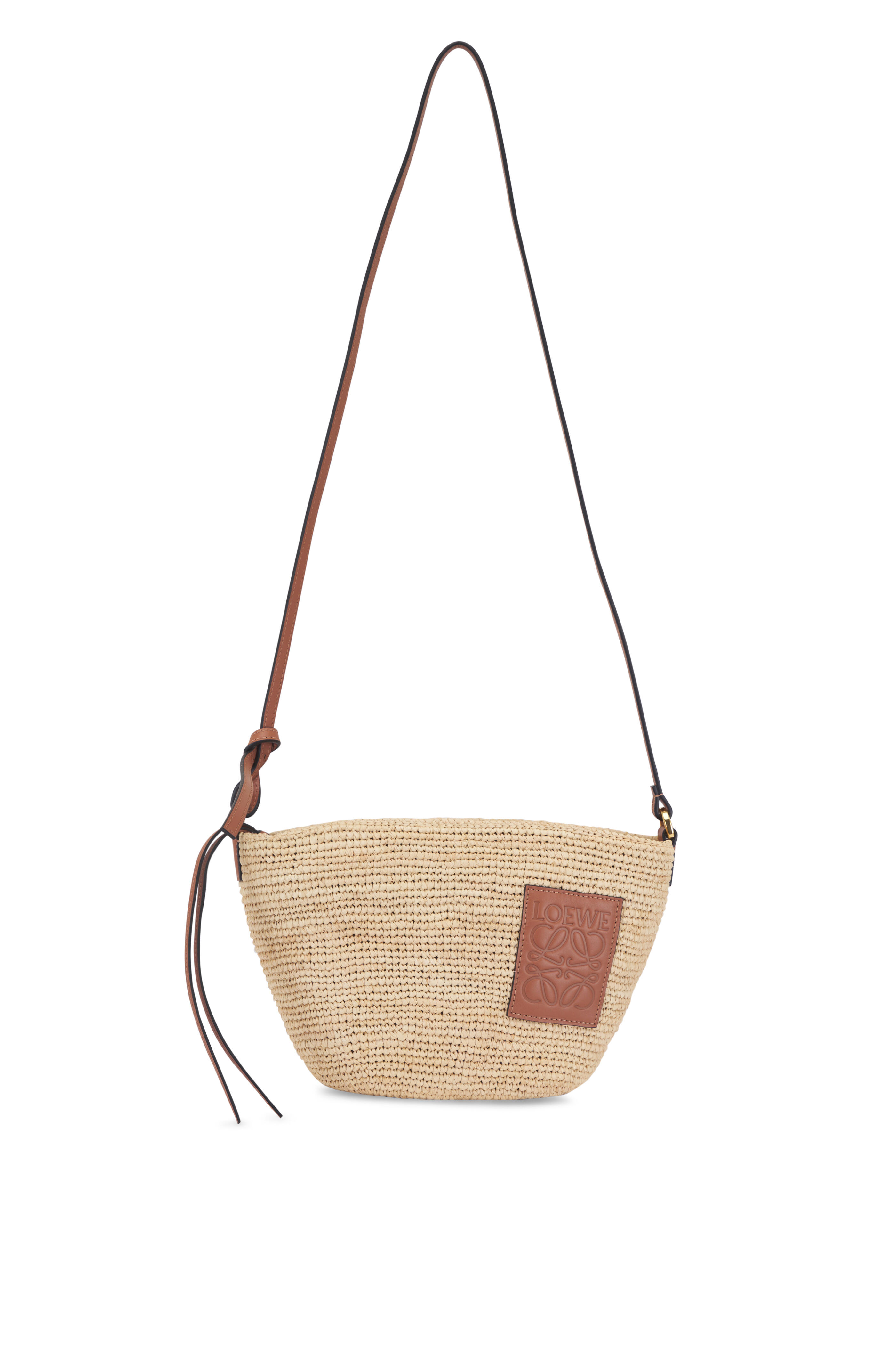 Loewe - Slit Pochette Neutral Rafia & Leather Bag