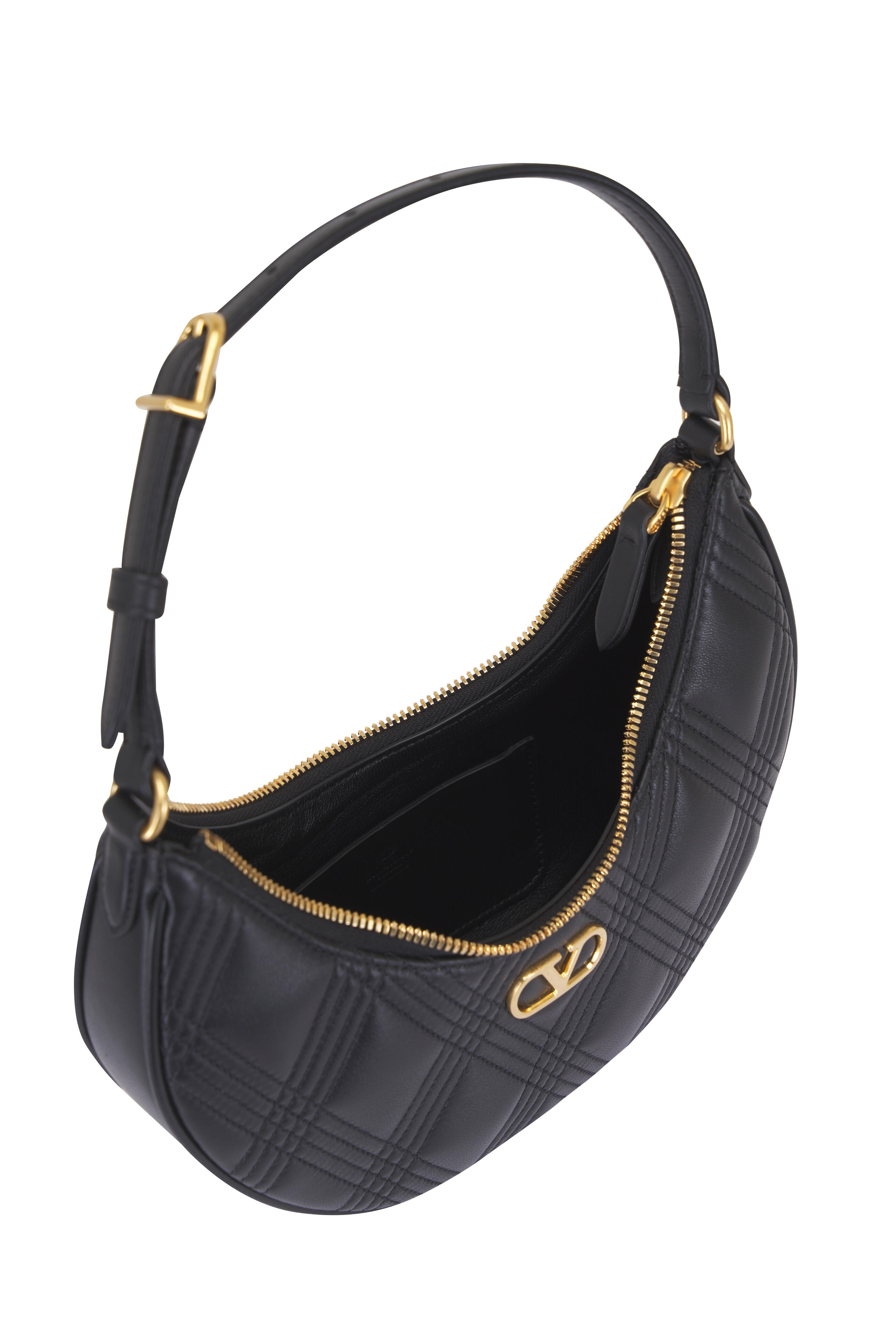 Valentino Garavani - Mini Quiltie 67 Black Hobo Leather Valentino Garavani - Mini Quiltie 67 Black Hobo Leather