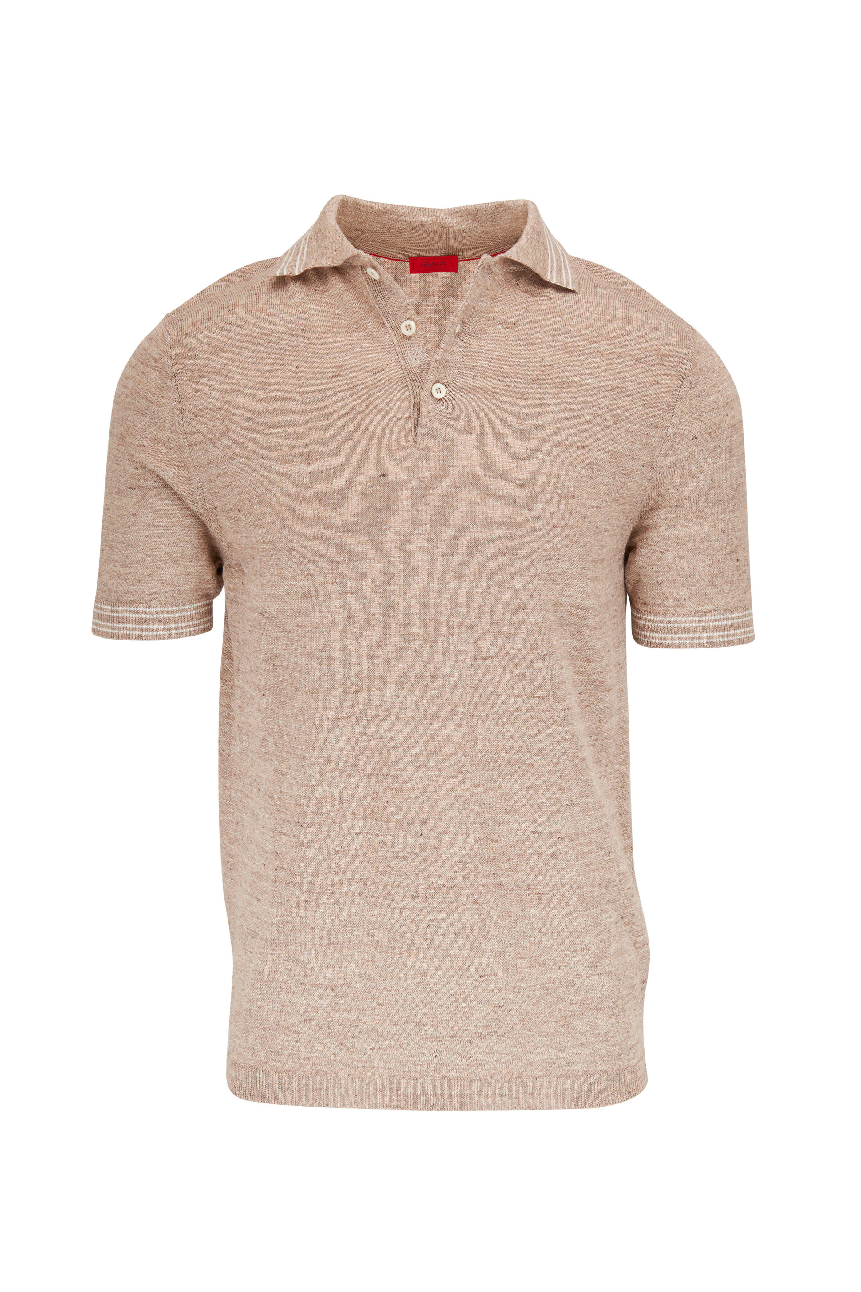 Taupe ribbed knit polo - Made in Italy