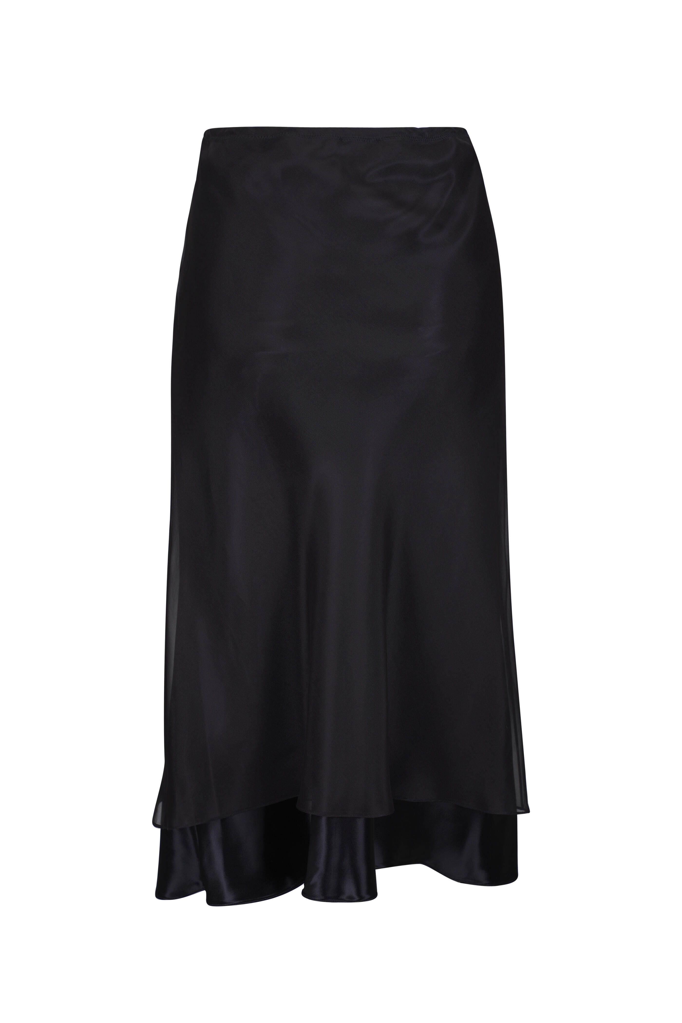 Khaite - Monina Shiny Black Satin Skirt